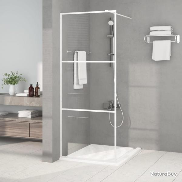 Paroi de douche Blanc 80x195 cm Verre ESG transparent alsavelo