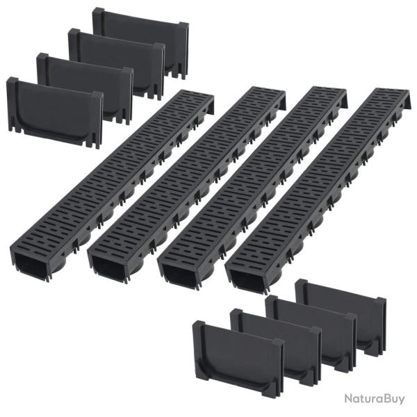 Caniveau de drainage 4 pcs Plastique 4 m