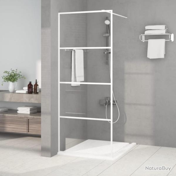 Paroi de douche Blanc 80x195 cm Verre ESG transparent