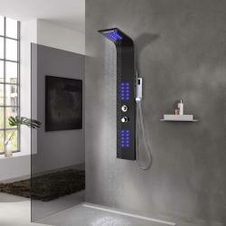 Panneau de douche aluminium 20x44x130 cm noir