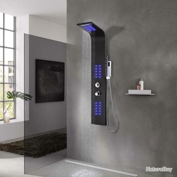 Panneau de douche aluminium 20x44x130 cm noir