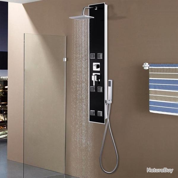 Panneau de douche Verre 18 x 42,1 x 120 cm Noir alsavelo