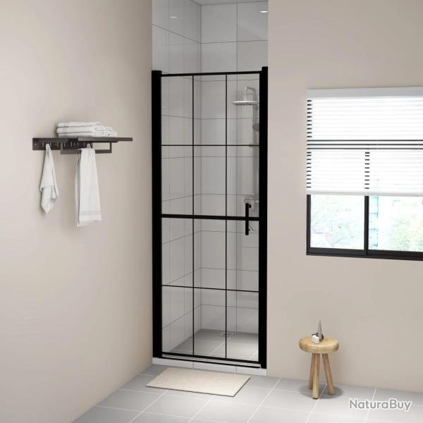 Porte de douche verre tremp� 91x195 cm noir alsavelo