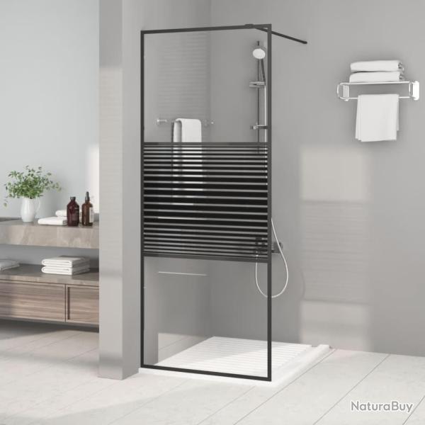 Paroi de douche Noir 80x195 cm Verre ESG transparent
