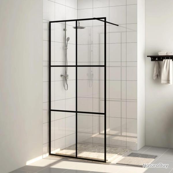 Paroi de douche avec verre ESG transparent 90x195 cm Noir alsavelo