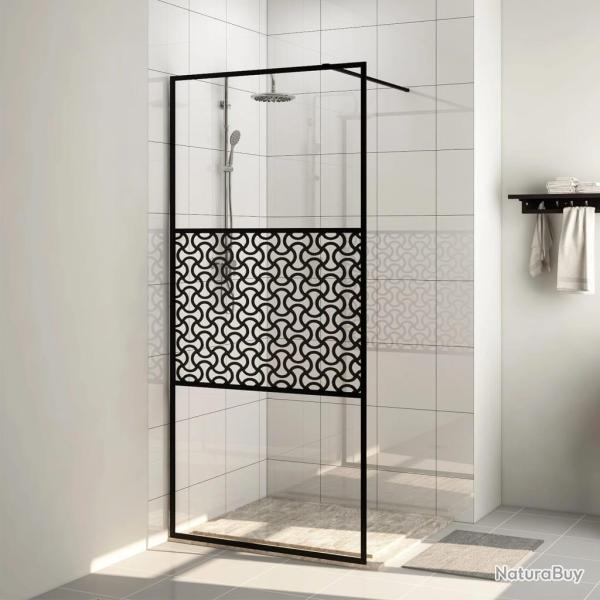 Paroi de douche avec verre ESG transparent 115x195 cm Noir alsavelo