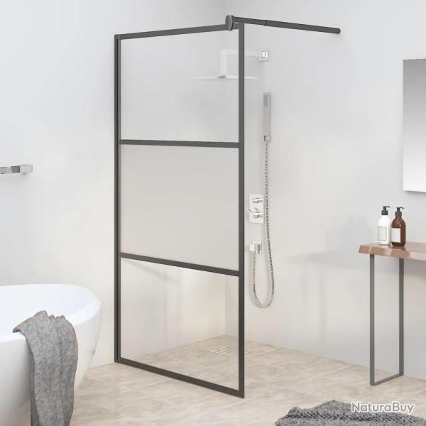 Paroi de douche 115x195 cm Verre ESG demi-d�poli Noir
