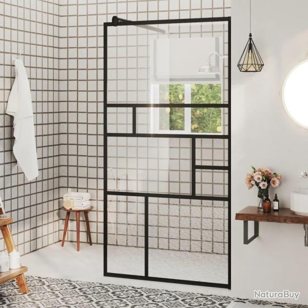 Paroi de douche � verre ESG transparent 80x195 cm Noir alsavelo