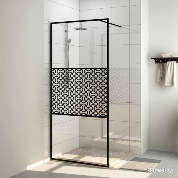 Paroi de douche avec verre ESG transparent 100x195 cm Noir alsavelo