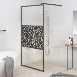 Paroi de douche 100x195 cm Verre ESG avec design de pierre Noir