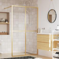 Paroi de douche avec verre ESG transparent dor&eacute; 140x195 cm