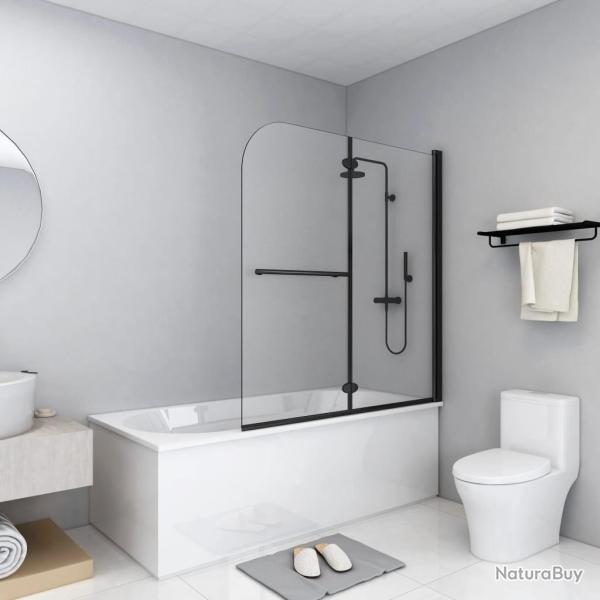 Cabine de douche pliable 2 panneaux ESG 120x140 cm Noir