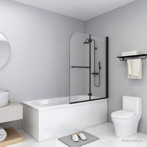 Cabine de douche pliable 2 panneaux ESG 95x140 cm Noir alsavelo