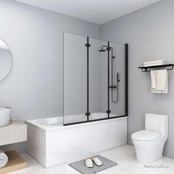 Cabine de douche pliable 3 panneaux ESG 130x138 cm Noir alsavelo