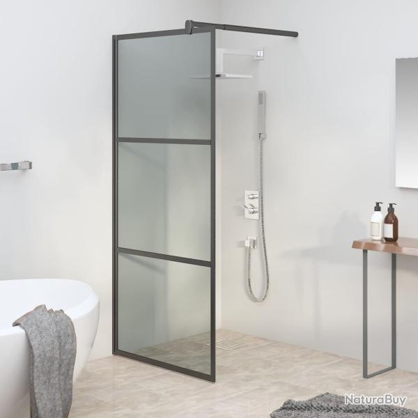 Paroi de douche 90x195 cm Verre ESG fonc� Noir alsavelo