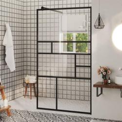 Paroi de douche &agrave; verre ESG transparent 90x195 cm Noir