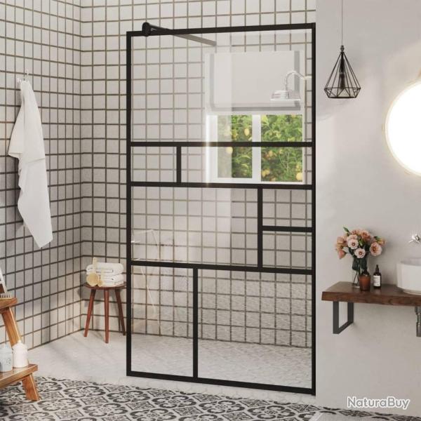 Paroi de douche � verre ESG transparent 90x195 cm Noir alsavelo