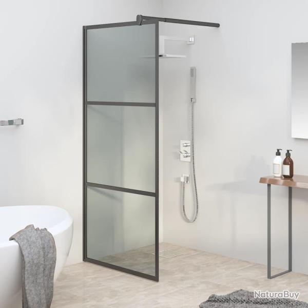 Paroi de douche 80x195 cm Verre ESG fonc� Noir alsavelo