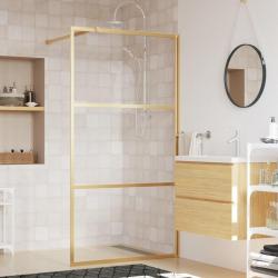 Paroi de douche avec verre ESG transparent dor&eacute; 100x195 cm