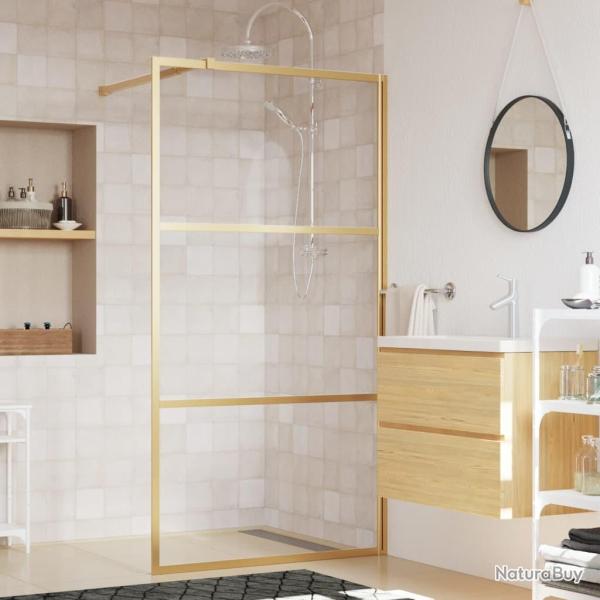 Paroi de douche avec verre ESG transparent dor� 100x195 cm