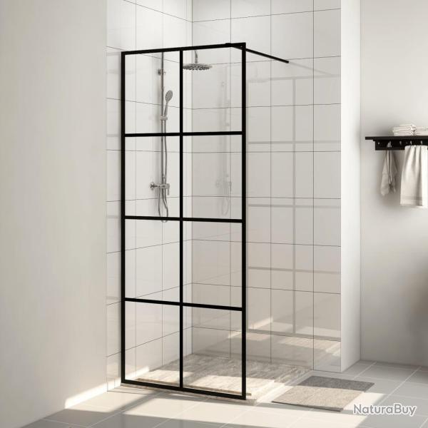 Paroi de douche avec verre ESG transparent 80x195 cm Noir alsavelo