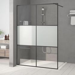 Paroi de douche Noir 140x195 cm Verre ESG demi-d&eacute;poli alsavelo