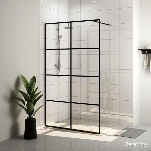 Paroi de douche avec verre ESG transparent 140x195 cm Noir alsavelo