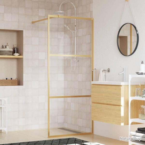 Paroi de douche avec verre ESG transparent dor� 90x195 cm alsavelo