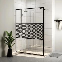 Paroi de douche avec verre ESG transparent 140x195 cm Noir alsavelo