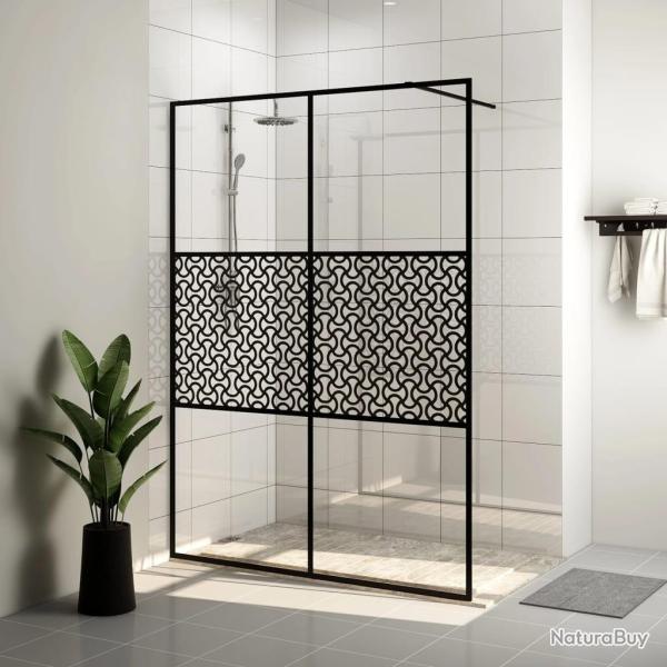 Paroi de douche avec verre ESG transparent 140x195 cm Noir alsavelo