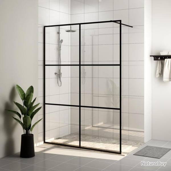 Paroi de douche avec verre ESG transparent 140x195 cm Noir alsavelo
