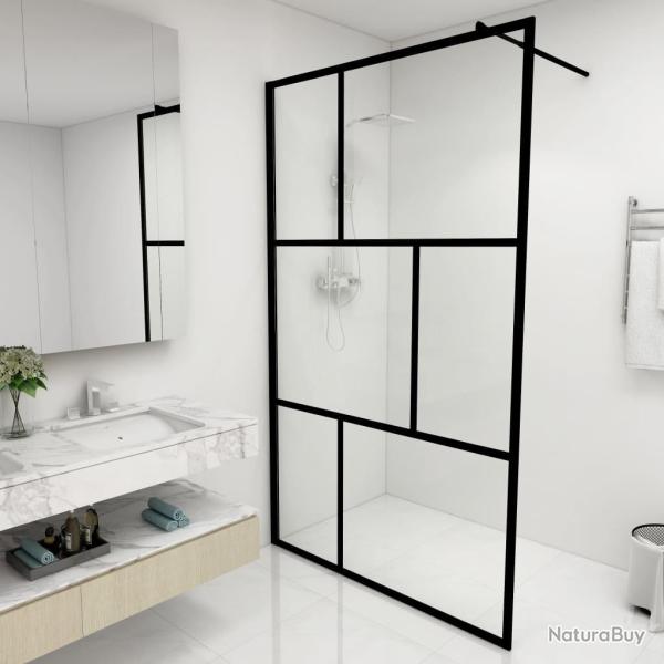 Paroi de douche � l'italienne avec verre tremp� Noir 115x195 cm