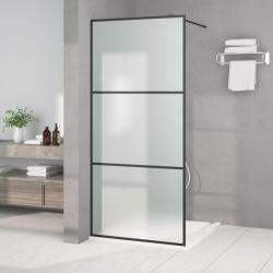 Paroi de douche Noir 90x195 cm Verre ESG d&eacute;poli alsavelo