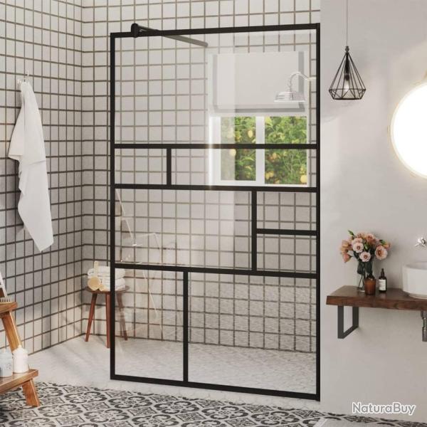 Paroi de douche � verre ESG transparent 100x195 cm Noir alsavelo