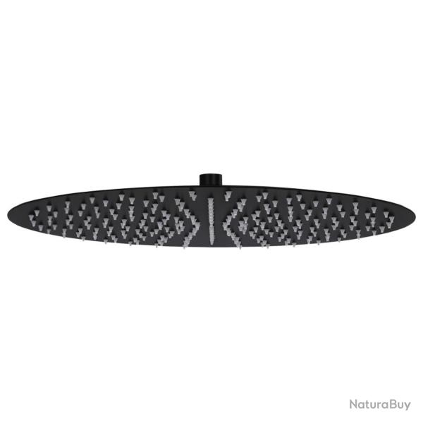 Pomme de douche pluie Acier inoxydable 40 cm Ronde Noir alsavelo