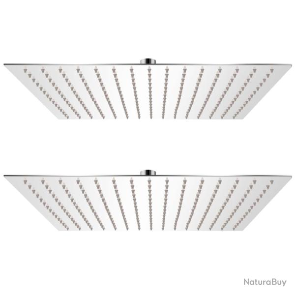 Pomme de douche plongeante 2 pcs Acier inoxydable 40x40 cm alsavelo