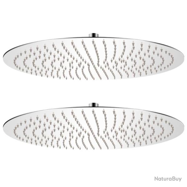 Pomme de douche plongeante 2 pcs Acier inoxydable � 50 cm alsavelo