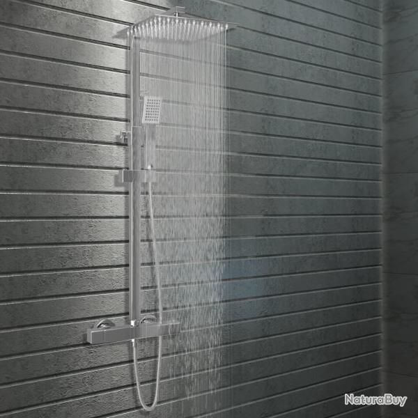 Ensemble de douche � deux t�tes et thermostat Acier inoxydable