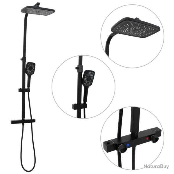 Ensemble de douche � deux t�te et mitigeur et tuyau laiton noir