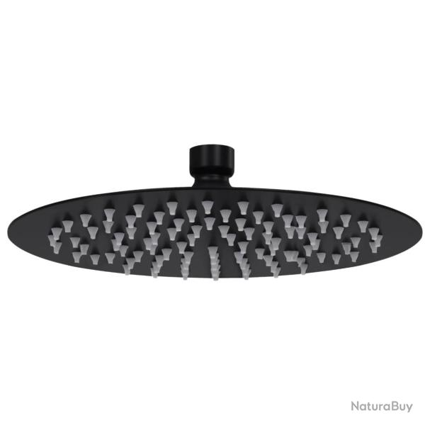 Pomme de douche pluie Acier inoxydable 20 cm Ronde Noir alsavelo