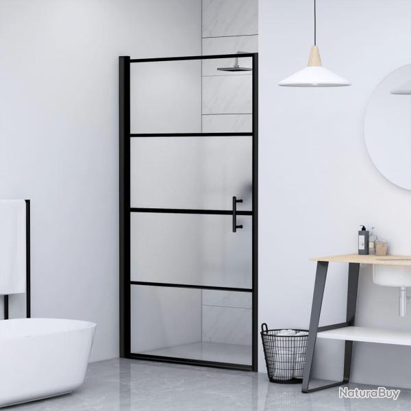 Porte de douche 91x195 cm Verre tremp� demi-d�poli Noir alsavelo