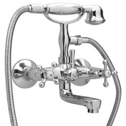 Robinet de baignoire &agrave; 2 poign&eacute;es et d&eacute;viateur de douche Chrome