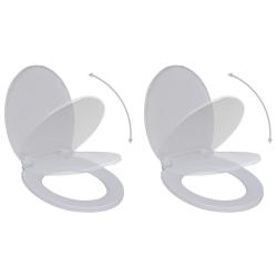 Abattant WC avec frein de chute 2 pcs Plastique Blanc