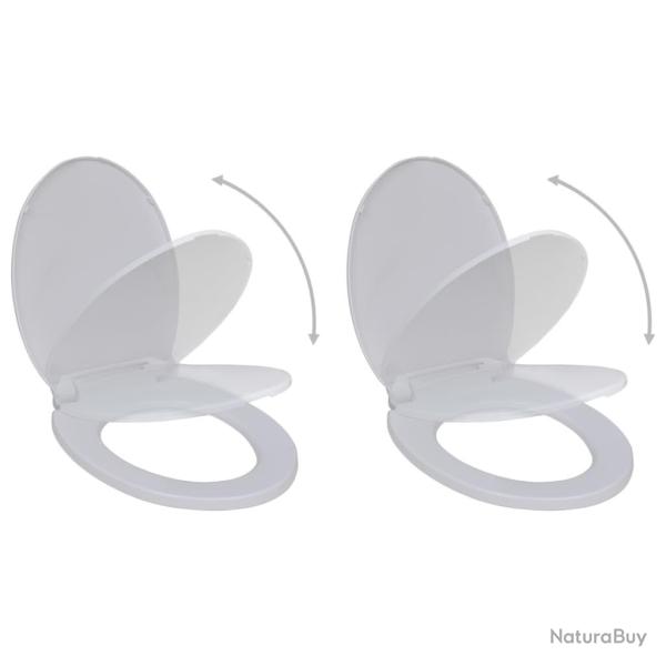 Abattant WC avec frein de chute 2 pcs Plastique Blanc