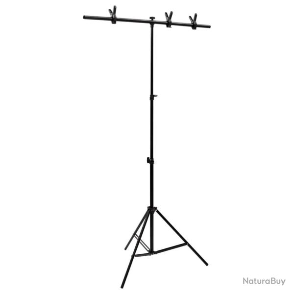 Support de fond en forme de T Noir 91x60x(70-200) cm