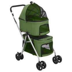 Poussette pour chien pliante &agrave; 2 niveaux Vert 83x48x97 cm