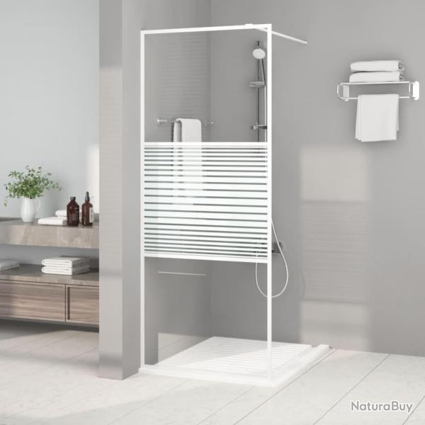 Paroi de douche Blanc 80x195 cm Verre ESG transparent