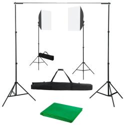 Kit de studio photo avec bo&icirc;tes &agrave; lumi&egrave;re et toile de fond