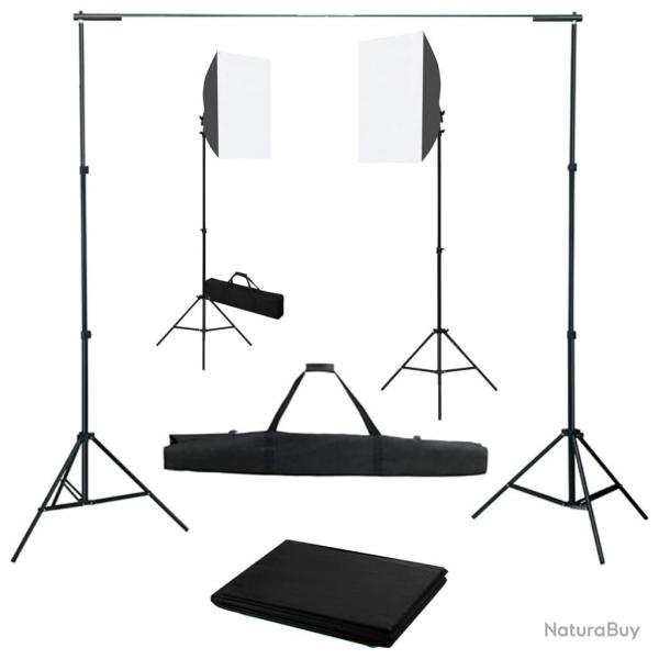 Kit de studio photo avec bo�tes � lumi�re et toile de fond