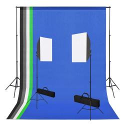 Kit de studio photo avec bo&icirc;te &agrave; lumi&egrave;re et toiles de fond